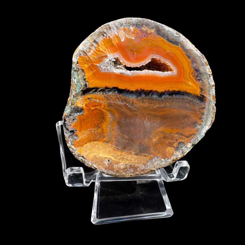 Polished Agate Half with Druzy.